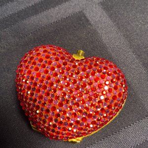 Judith Leiber Mini crystal red heart pill case